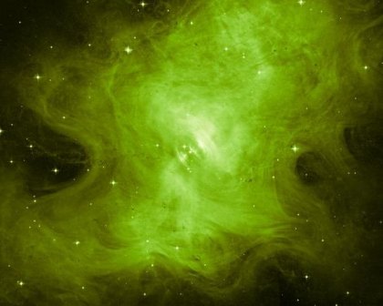 A neutron star is at the center of the Crab Nebula. 